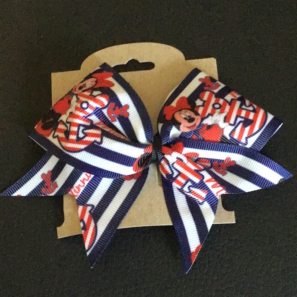 Handmade Minnie Mouse Cruise Ship Hair Bow - Picture 1 of 9